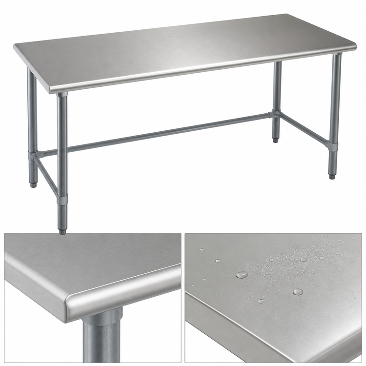 Product image #3 for Eagle Budget Series 84"W x 24"D Flat Top Work Table with 430 Stainless Steel Top and Galvanized Base