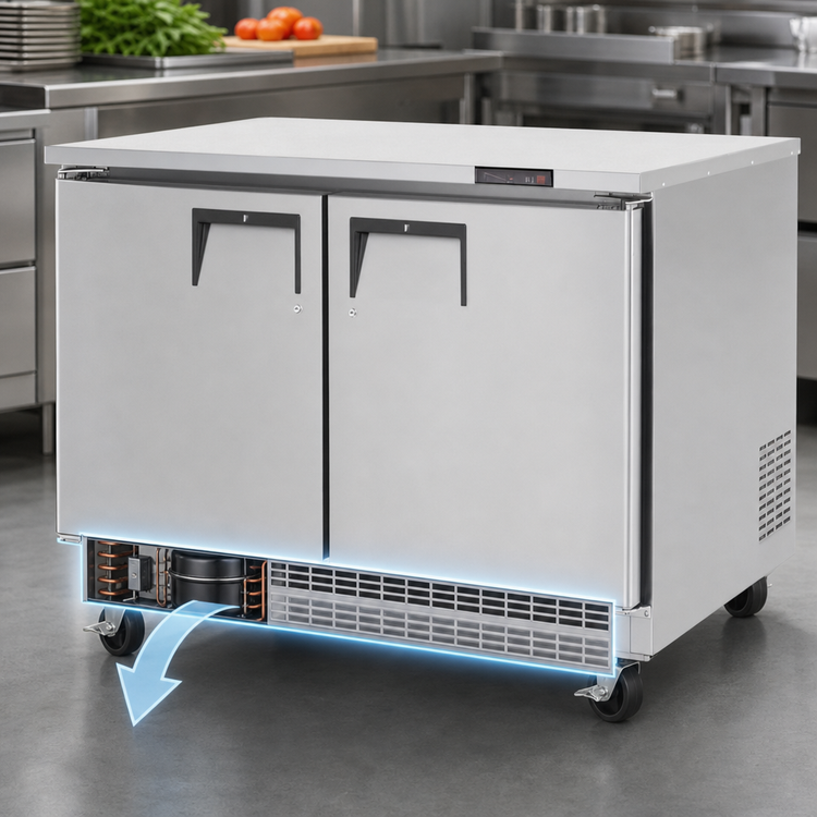 Product image #3 for Everest ETBF2 Back Mount Two-Section Undercounter/Worktop Freezer, 14 Cu. Ft., 47-1/2 Inch Wide, Stainless Steel