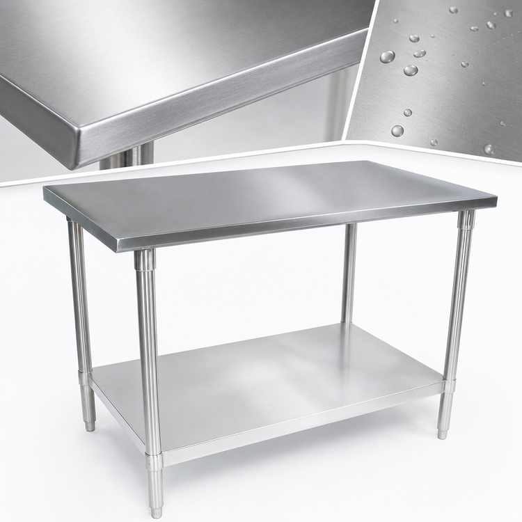 Product image #3 for John Boos 48" x 48" 16-Gauge Type 300 Stainless Steel Flat Top Work Table with Adjustable Undershelf