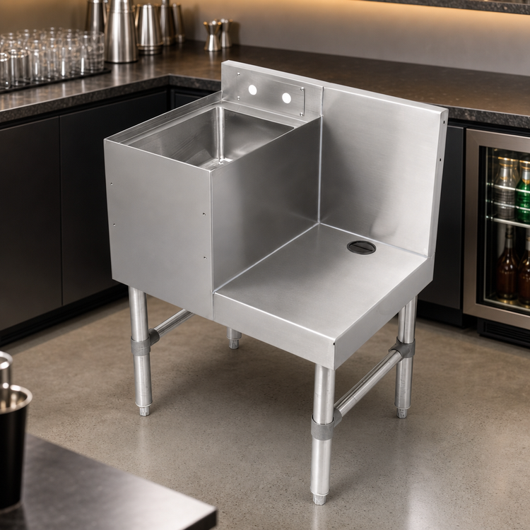 Product image #3 for John Boos Slim-Line Freestanding Underbar Blender Station with Dump Sink, 24 x 18 Inches