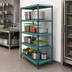 Thumbnail image #3 for QuadPlus 5-Tier Stationary Wire Shelving Starter Unit, 48W x 21D x 74H, Green Epoxy Finish