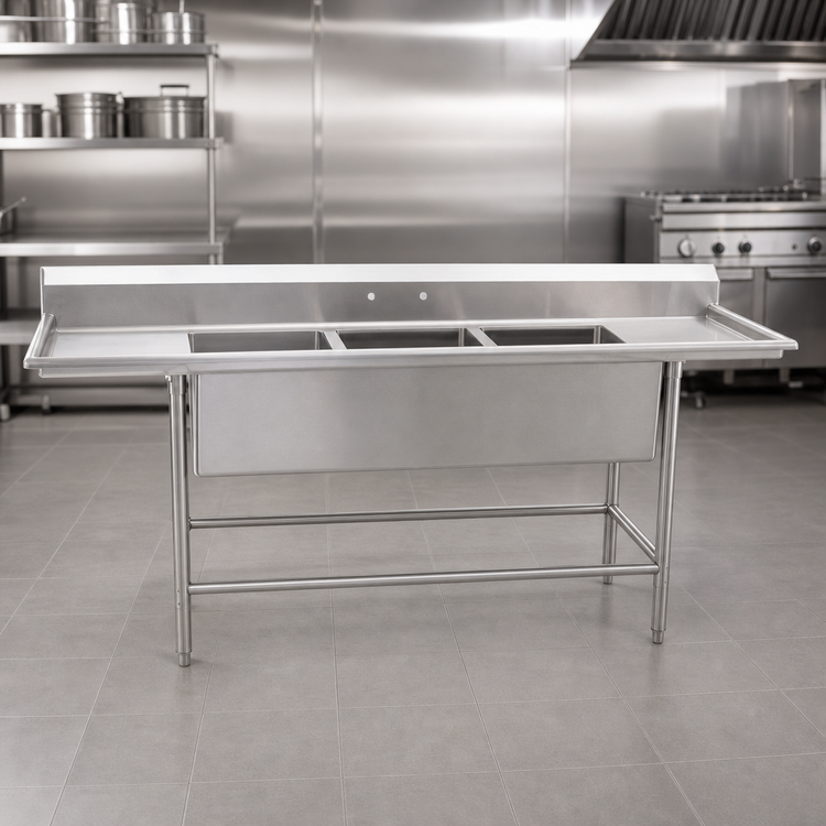 Product image #3 for Eagle Group S14 Series Two-Compartment Stainless Steel Sink with Right Drainboard
