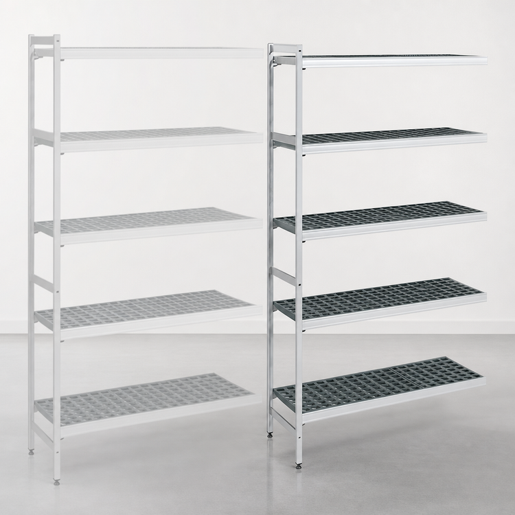 Product image #3 for Fermostock 5-Tier Perforated Polymer Shelving Add-On Unit, 35 Inches Wide x 22 Inches Deep x 83 Inches High