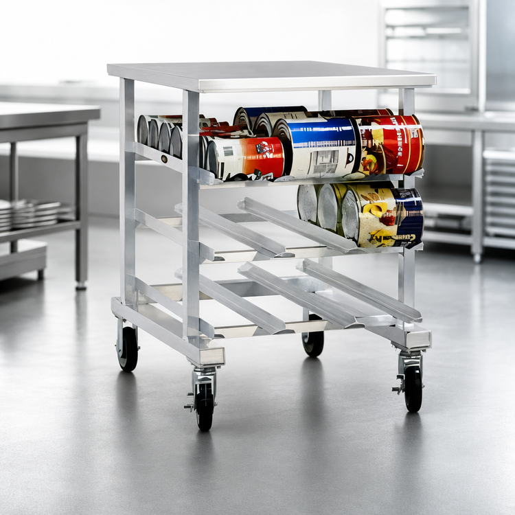 Product image #3 for New Age Mobile Aluminum Counter-Height Can Storage Rack for #5 and #10 Cans