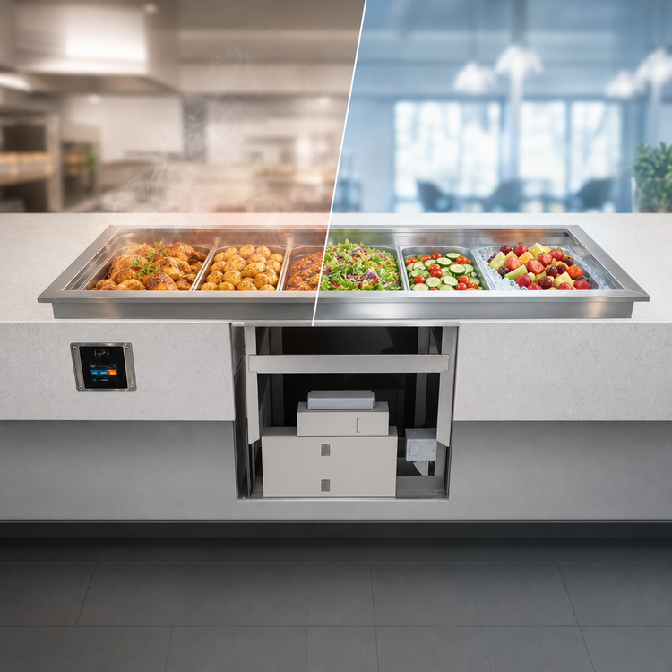 Product image #2 for Duke HotFrost RHF2-SL Recessed Hot/Cold Switchable Slimline Drop-In Food Well