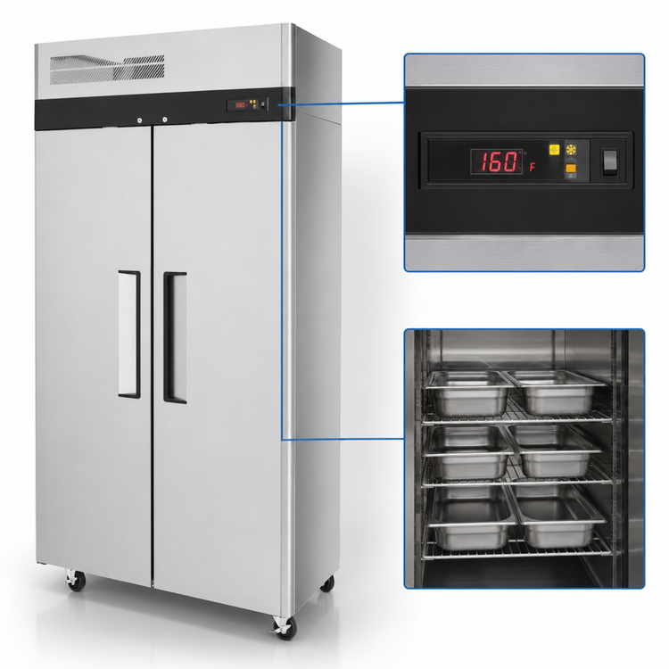 Product image #3 for Turbo Air M3 Series Two-Section Reach-In Heated Holding Cabinet, 42.9 Cu. Ft., Stainless Steel, 115V