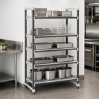 Thumbnail image #3 for Cambro Camshelving® Elements EXU212472V5480 5-Tier Vented Stationary Polymer Shelving Starter Unit, 24"W x 21"D x 72"H, Speckled Gray