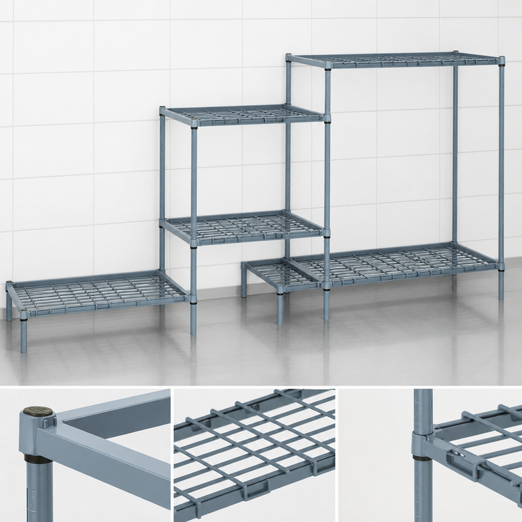 Product image #3 for Quantum Modular Wire Dunnage Rack, 42"W x 24"D x 34"H, Gray Epoxy Antimicrobial Finish