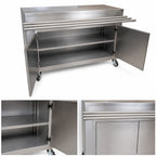 Thumbnail image #3 for BK Resources SECT-2472H 72-Inch x 24-Inch Stainless Steel Serving Counter with Hinged-Door Cabinet and 12-1/2-Inch Tray Drop Shelf