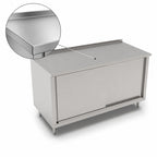 Thumbnail image #3 for John Boos 4CS6R1.5-3672 72" x 36" Stainless Steel Enclosed Work Table with Sliding Doors, 16-Gauge 300-Series Top and 1-1/2" Rear Up-Turn