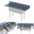 Thumbnail image #3 for Sapphire Manufacturing 3-Compartment Commercial Stainless Steel Sink with Dual Drainboards, 108 Inch Wide