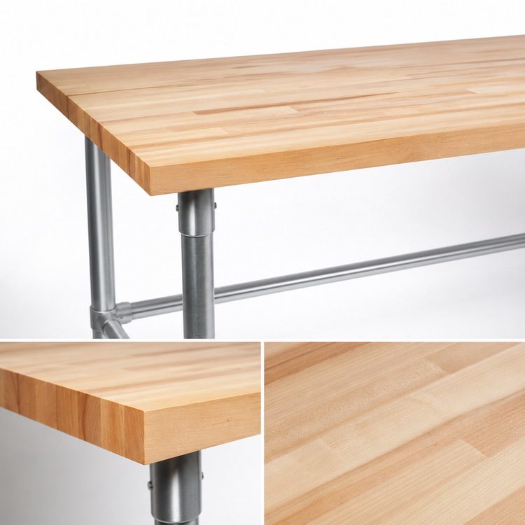 Product image #3 for John Boos SNB10 72" x 30" Wood Top Work Table with 1-3/4" Thick Northern Hard Rock Maple Top and Stainless Steel Base