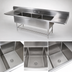 Thumbnail image #3 for John Boos Pro-Bowl 3-Compartment Sink with Left and Right Drainboards, 93-1/4 x 29-1/2 Inches, 14-Inch Deep