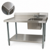 Thumbnail image #3 for 48-Inch x 30-Inch 304 Stainless Steel Sink Table with Right-Side Prep Sink and Undershelf