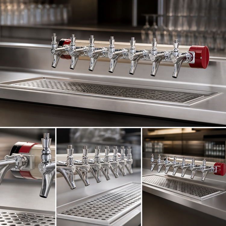 Product image #3 for Micro Matic Kool-Rite 6-Faucet Glycol-Cooled Countertop Insert Module, Long Shank
