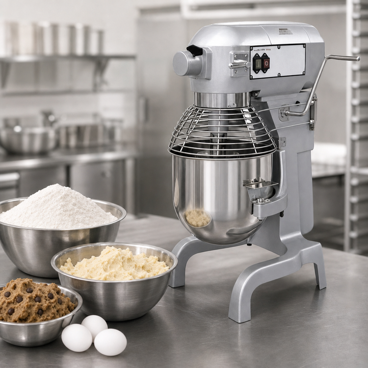 Product image #3 for BakeMax 20 Qt Countertop Gear-Driven Planetary Mixer with Safety Guard, 3-Speed, #12 Hub, 1 HP