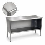 Thumbnail image #3 for John Boos EBOS4-3072 72 x 30 Inch Stainless Steel Open-Front Cabinet-Base Work Table with Undershelf, 14-Gauge 300-Series Flat Top