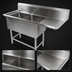 Thumbnail image #3 for John Boos Pro-Bowl 2-Compartment Stainless Steel Sink with Right Drainboard, 70-3/16