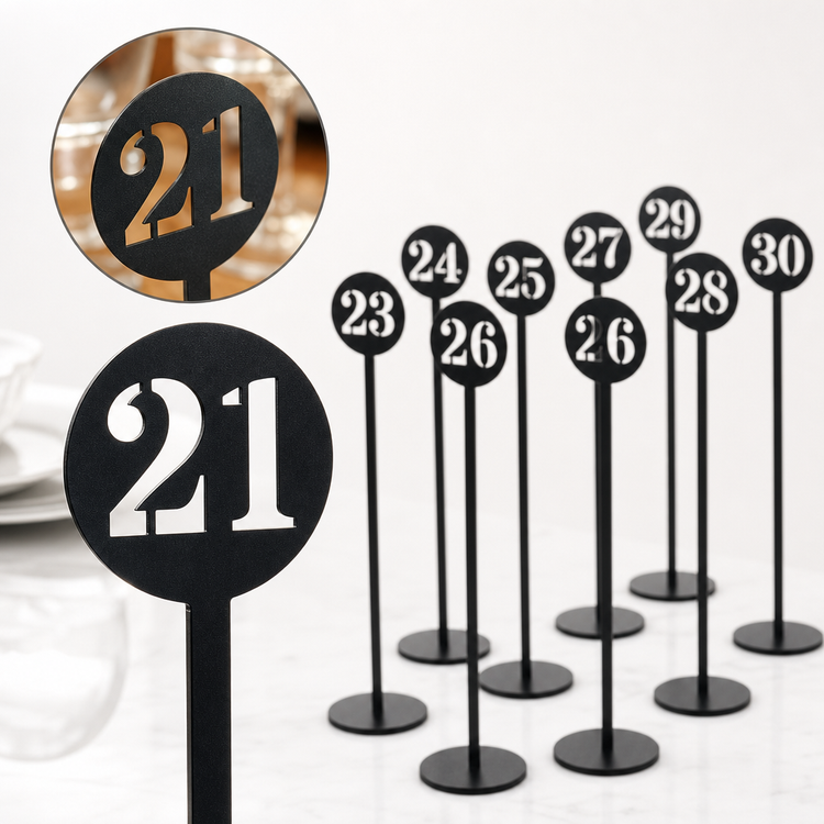 Product image #3 for American Metalcraft Black Laser Cut Stainless Steel Number Stand Set, Numbers 21-30, 2-Inch Dia. x 10-Inch H