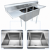 Thumbnail image #3 for Omcan 2-Compartment Pot Sink with Left & Right Drainboards, 72-Inch, 304 Stainless Steel