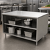 Thumbnail image #3 for BK Resources Open Front Chef Table Cabinet Base, 18 x 30 x 34-3/4 Inch, 14 Gauge 304 Stainless Steel Top