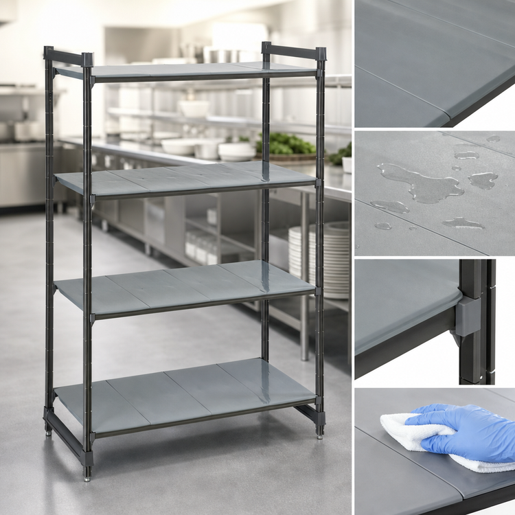 Product image #3 for Camshelving Basics Plus 4-Tier Solid Polymer Stationary Starter Shelving Unit, 42 x 18 x 72 Inches, Brushed Graphite