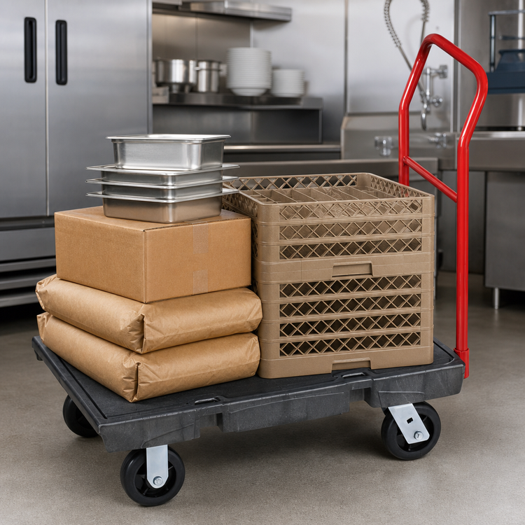 Product image #3 for Rubbermaid Commercial Products Heavy Duty Black Platform Truck, 48 x 24 Inch Deck, 2000 lb. Capacity