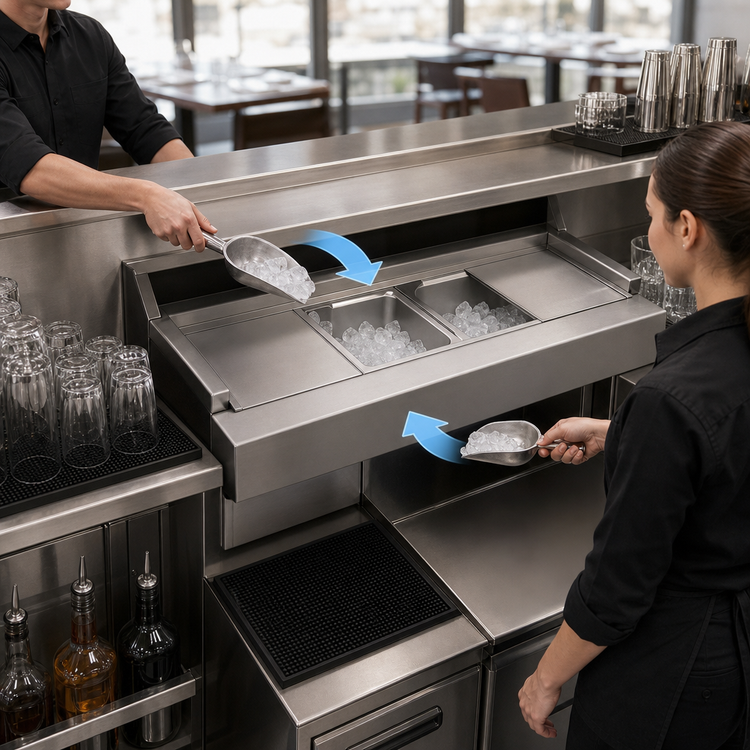 Product image #4 for Eagle Group Underbar Pass-Thru Stainless Steel Ice Chest, 36 x 24 x 8 Inches