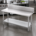 Thumbnail image #3 for Advance Tabco VKG-369 108 Inch 14 Gauge 304 Stainless Steel Work Table with 10 Inch Backsplash and Galvanized Undershelf