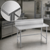 Thumbnail image #3 for Advance Tabco 144-Inch x 24-Inch 14-Gauge 304 Stainless Steel Work Table with 10-Inch Backsplash and Galvanized Open Base