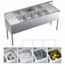 Thumbnail image #3 for Krowne Royal Series Four-Compartment Stainless Steel Underbar Sink Unit with Left and Right Drainboards and Faucet, 72 Inch