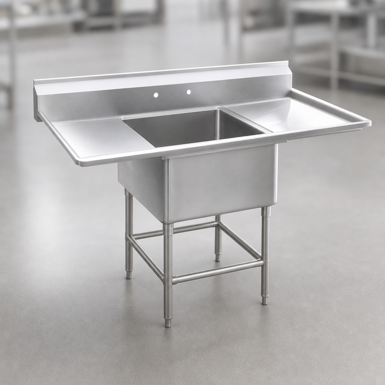 Product image #3 for Spec-Master 1-Compartment Commercial Sink with Right Drainboard, 51-1/2 Inch W x 31 Inch D