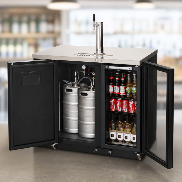 Product image #3 for Everest Refrigeration EBDS2-BBG-24 Two-Section Back Bar & Direct Draw Keg Refrigerator Combo