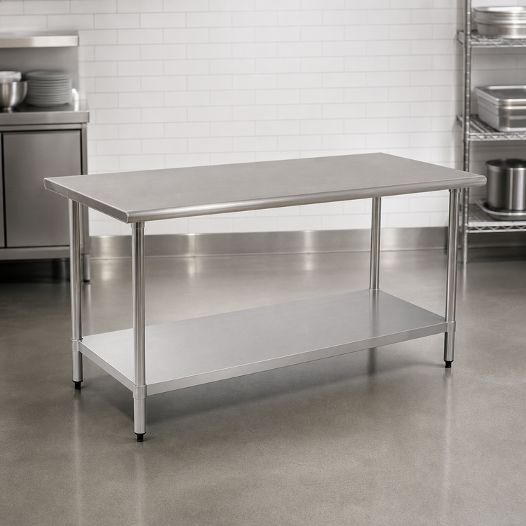 Product image #3 for BlendPort® Deluxe Series 60 in. W x 30 in. D Flat Top Stainless Steel Work Table with Adjustable Undershelf