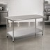 Thumbnail image #3 for BlendPort® Deluxe Series 60 in. W x 30 in. D Flat Top Stainless Steel Work Table with Adjustable Undershelf