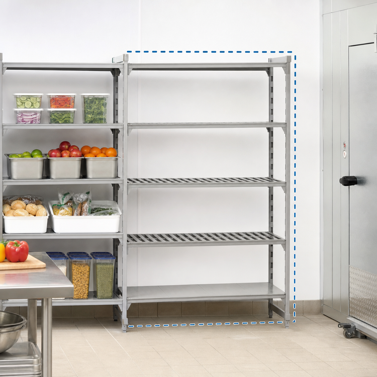 Product image #4 for Cambro Camshelving Premium 24" x 48" x 84" 5-Tier Add-On Polymer Shelving Unit, Vented and Solid