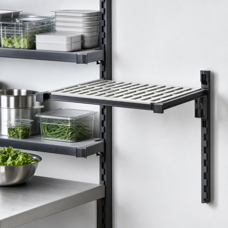 Product image #3 for Cambro Camshelving Elevation Series 24" x 30" Wall-Mounted Vented Add-On Shelf Kit, Brushed Graphite