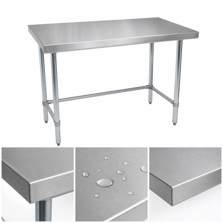 Product image #3 for BK Resources 60" x 36" 16-Gauge 304 Stainless Steel Flat Top Work Table with Open Base