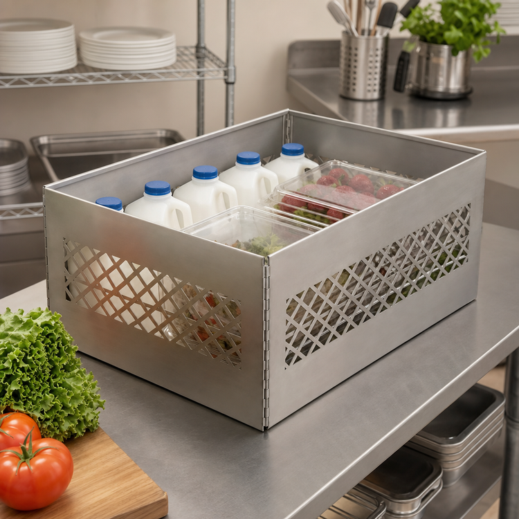 Product image #3 for American Metalcraft Full-Size Collapsible Stainless Steel Milk Crate