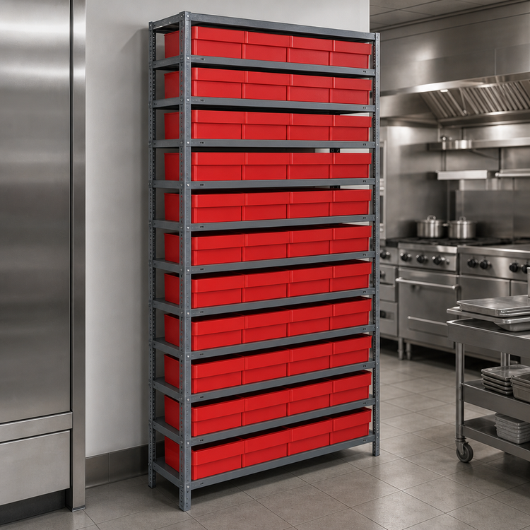 Product image #3 for Quantum Heavy-Duty Stationary Wire Shelving Unit with 13 Shelves and 48 Bins, 36 x 18 x 75 Inches