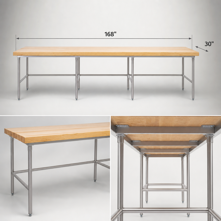 Product image #3 for John Boos Stainless Steel Baker's Table Frame for 168 x 30 Inch Top