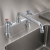 Thumbnail image #3 for OptiFlow Heavy Duty Manual Deck Mount Faucet with 6-Inch Swing Spout, 8-Inch Centers, Chrome Finish