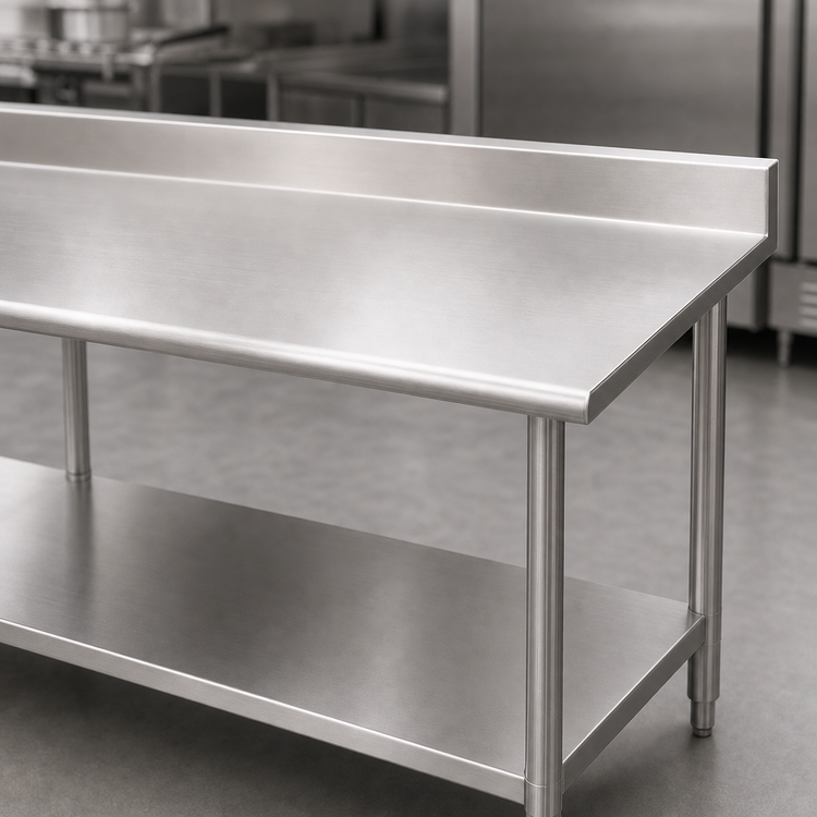 Product image #3 for Eagle Group Budget Series 108-Inch x 36-Inch 430 Stainless Steel Work Table with 4-1/2-Inch Backsplash and Adjustable Undershelf