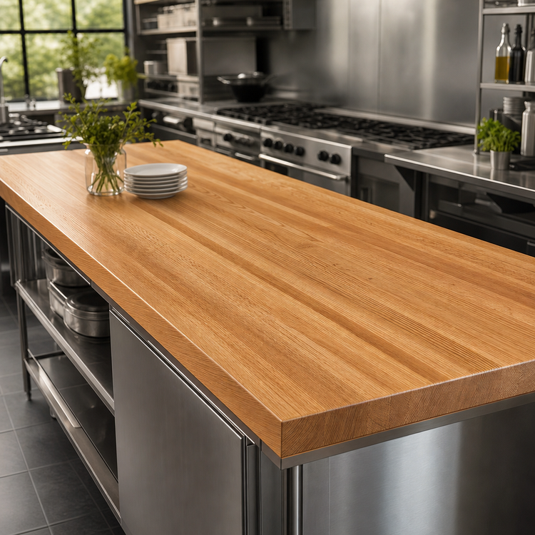 Product image #3 for Appalachian Red Oak Edge Grain Island Countertop, 132" W x 42" D x 1-1/2" Thick, Varnique Finish