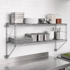 Thumbnail image #3 for Metro Erecta 12WS32C Chrome Wire Wall Shelf Kit, 2 Shelves, 36"W x 12"D, Wall-Mounted