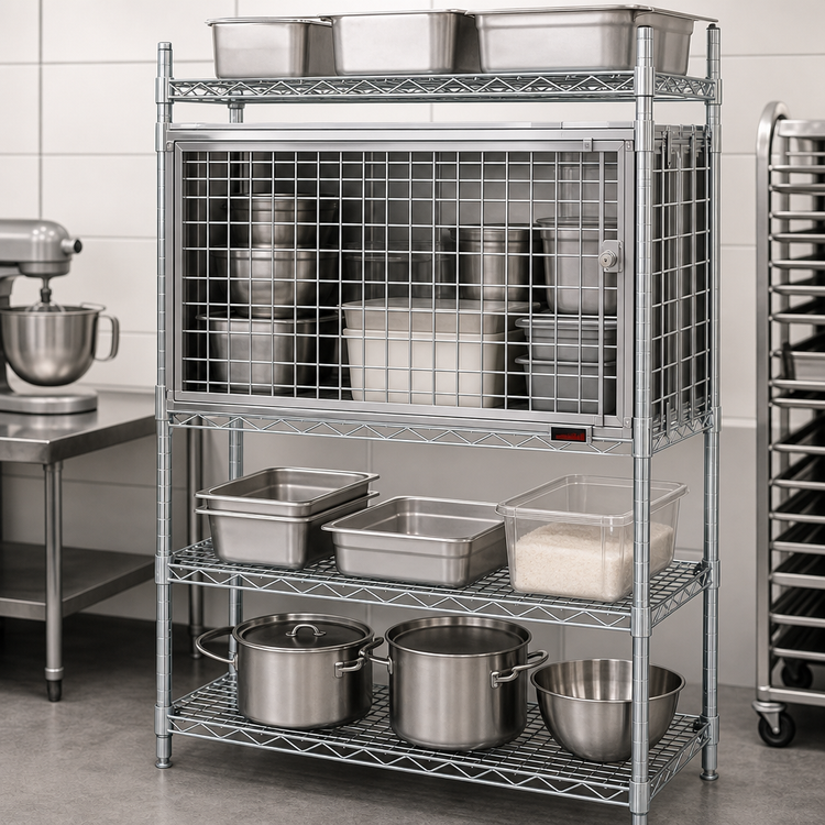 Product image #3 for 24" x 48" Stainless Steel Flip-Up Door Security Module for Wire Shelving