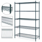 Thumbnail image #4 for Metro Super Erecta 5N467K3 5-Shelf Starter Wire Shelving Unit, 60"W x 21"D x 74"H, Green Epoxy-Coated Finish