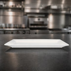 Thumbnail image #3 for Crestware Quattro QUA93 14-Inch Rectangular Flat Pearl White Ceramic Plate Case of 12