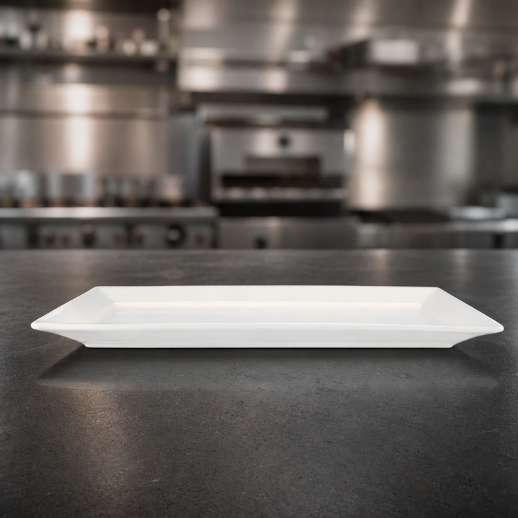 Product image #3 for Crestware Quattro 14-Inch x 5-1/2-Inch Rectangular Flat Pearl White Ceramic Plate
