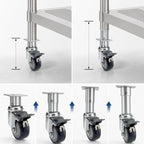Thumbnail image #3 for Krowne Royal Series 28-160S Adjustable Height Plate Caster Set, 3-Inch Swivel Locking, 6–7-Inch, 220 lb Capacity